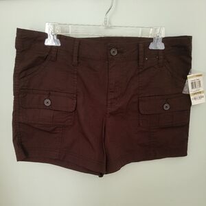 Style & Co Women 12 Petite Cargo 4" High Rise Shorts New Espresso Bean Brown‎